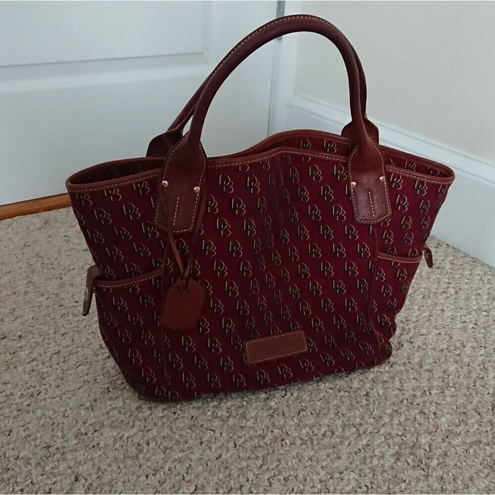 Burgundy Dooney & Bourke logo large tote
